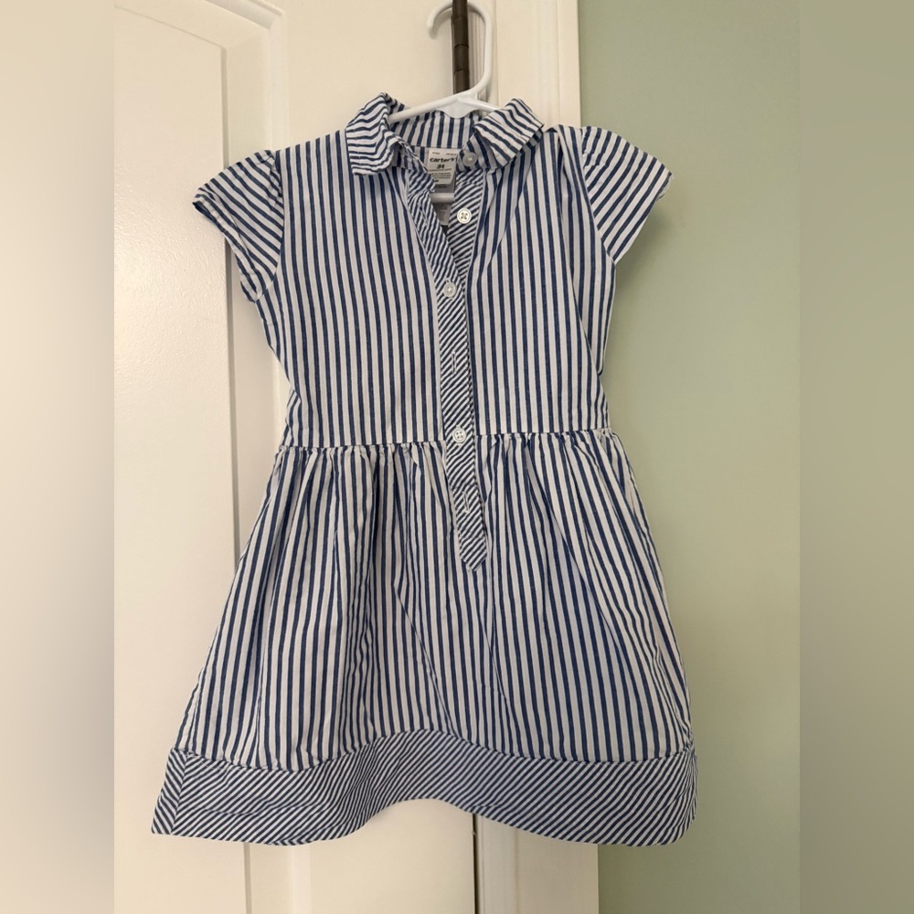 Carter's Navy and White Striped Casual Dress